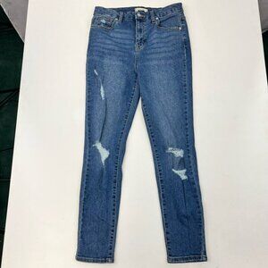 Harper Heritage Womens Skinny Jeans Blue Stretch Distressed Medium Wash Denim 28